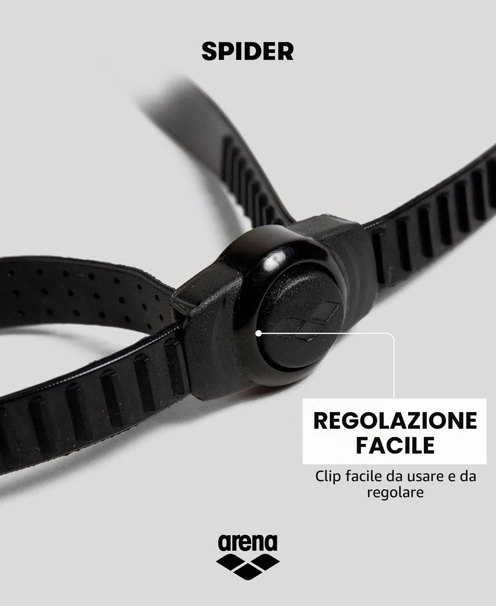 Arena Spider Occhialini Nuoto Anti-Appannamento Unisex Adulto, Occhialini Piscina con Protezione UV, Ponte Nasale Autoregolante, Guarnizioni in Silicone Ipoallergenico