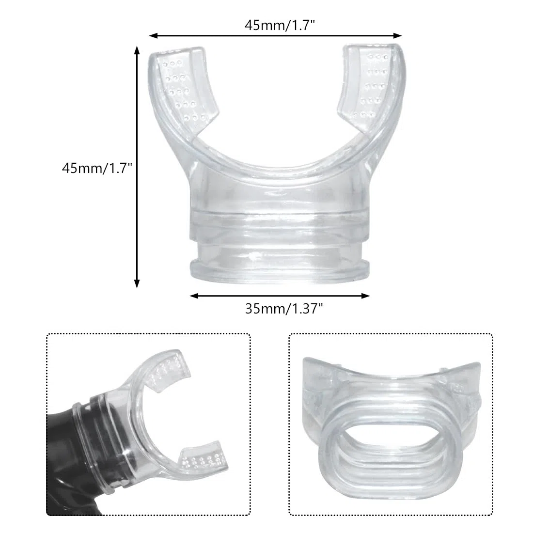Boccaglio per Snorkeling 2 Pezzi, Ricambio Sostituzione Bocca in Silicone Trasparente, Universale per Tubo di Snorkeling, Facile da Montare e Igiene Sicura