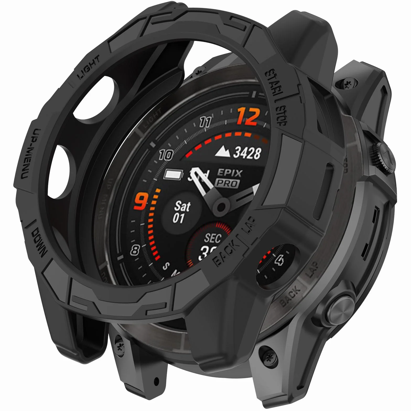 Custodie per Garmin Epix Pro Gen 2 51 mm/Fenix 7X Pro - Custodia protettiva in TPU, guscio protettivo per telaio (nero)