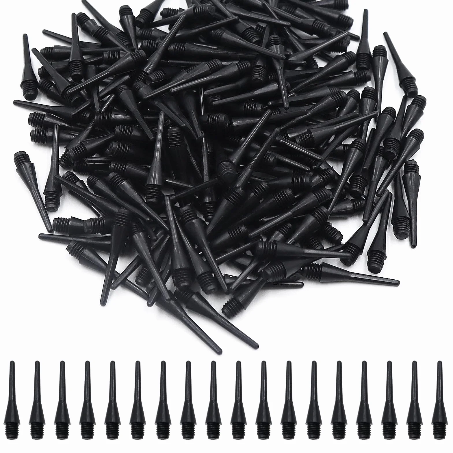 CATELL 200 Pezzi Punte Freccette Plastica, Punta Morbida per Freccette Filettatura 2BA Punte per Freccette in Plastica Punte Freccette Soft-Nero Ideale per Amanti Freccette