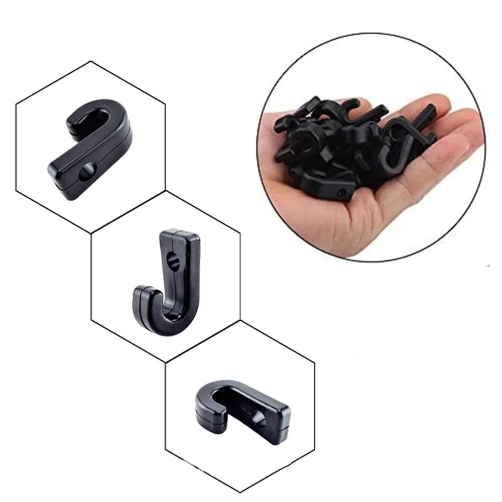 Ganci di Ancoraggio,30 Pcs J Forma Nylon Nero Ancoraggio Ganci,Multi Purpose Durevole Ad Alta Resistenza Clip Nylon Nero Gancio di Ancoraggio per Barca Canoa Bungee