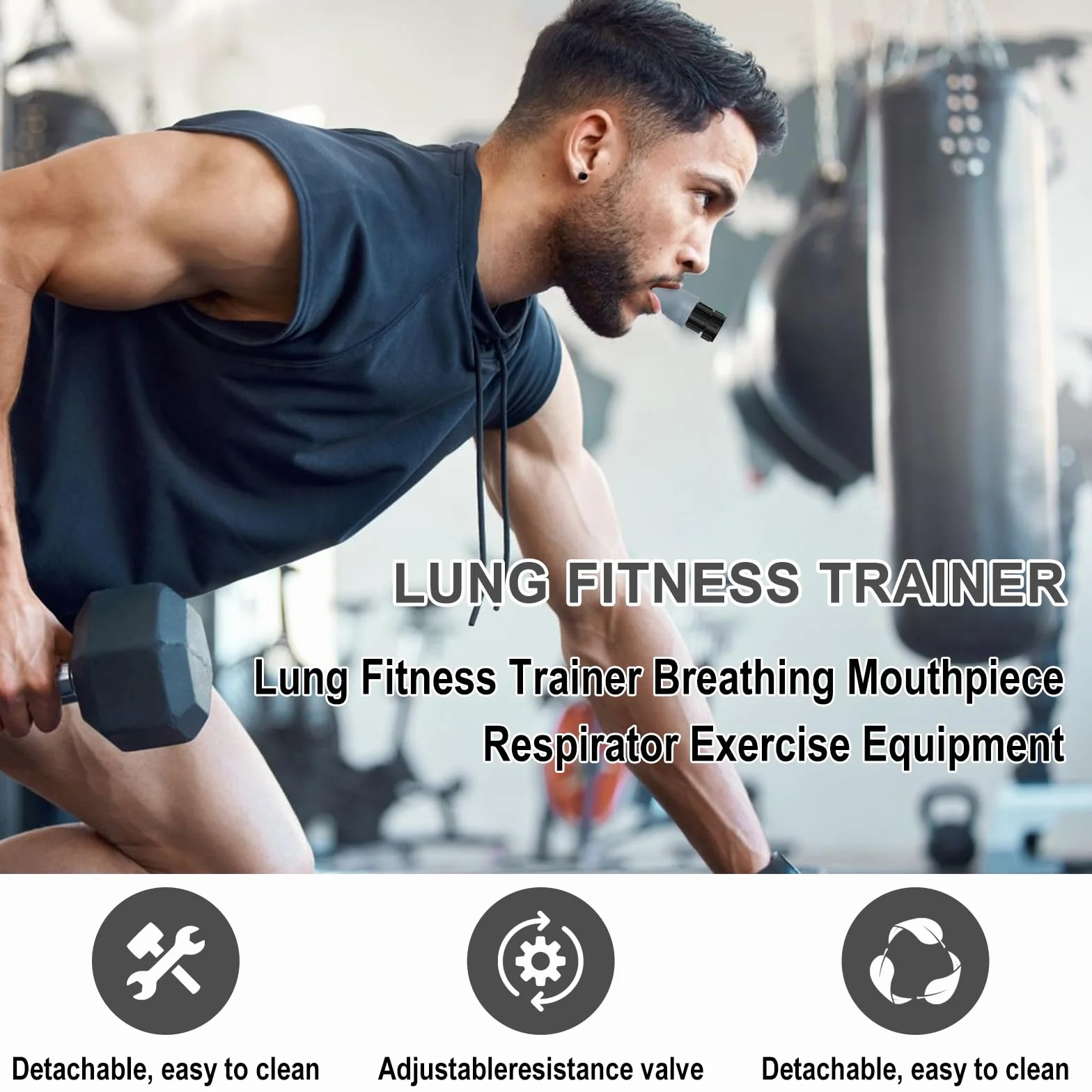 Respiratore Allenamento, Espansore Polmonare di Respirazione, Esercizio Respiratorio per Polmoni, Respiratore Spirometro Aumenta la Forza Respiratoria per Terapia Respiratoria (Grigio)