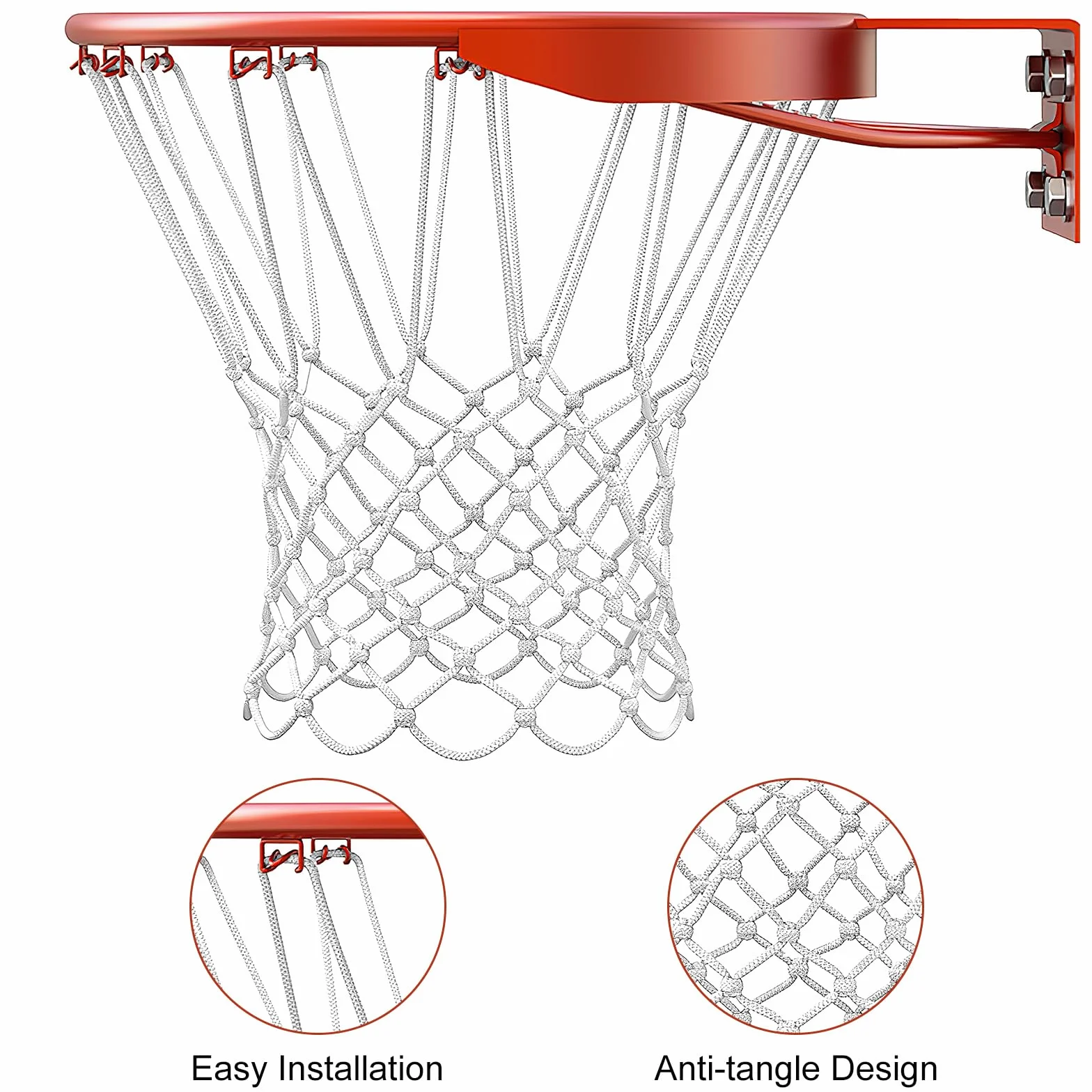 Rete da Basket 2 Pezzi Rimovibile, Ricambio Professionale per Canestri Interni ed Esterni