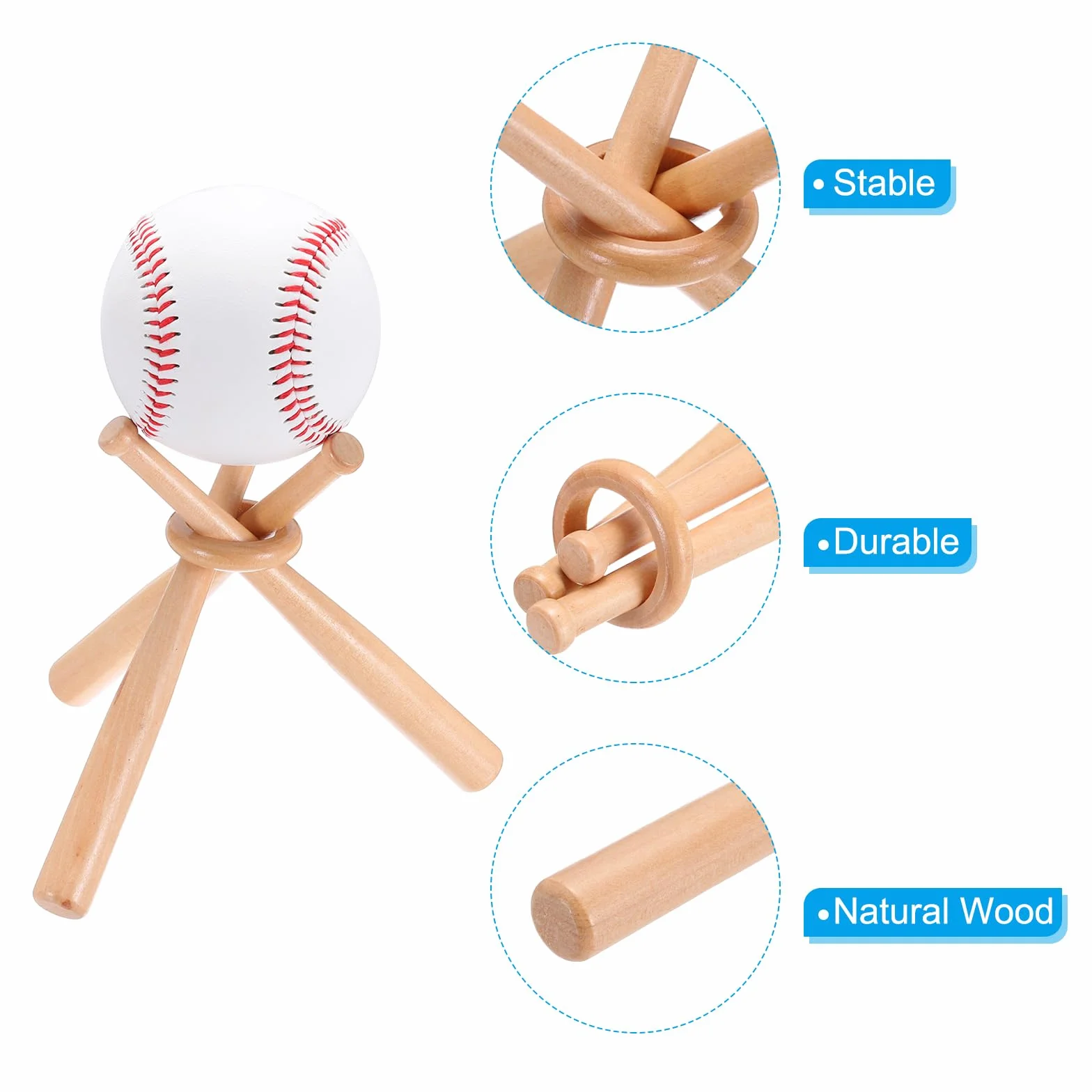 PATIKIL Baseball Supporto Espositore in Legno con Mini Mazze Centrotavola