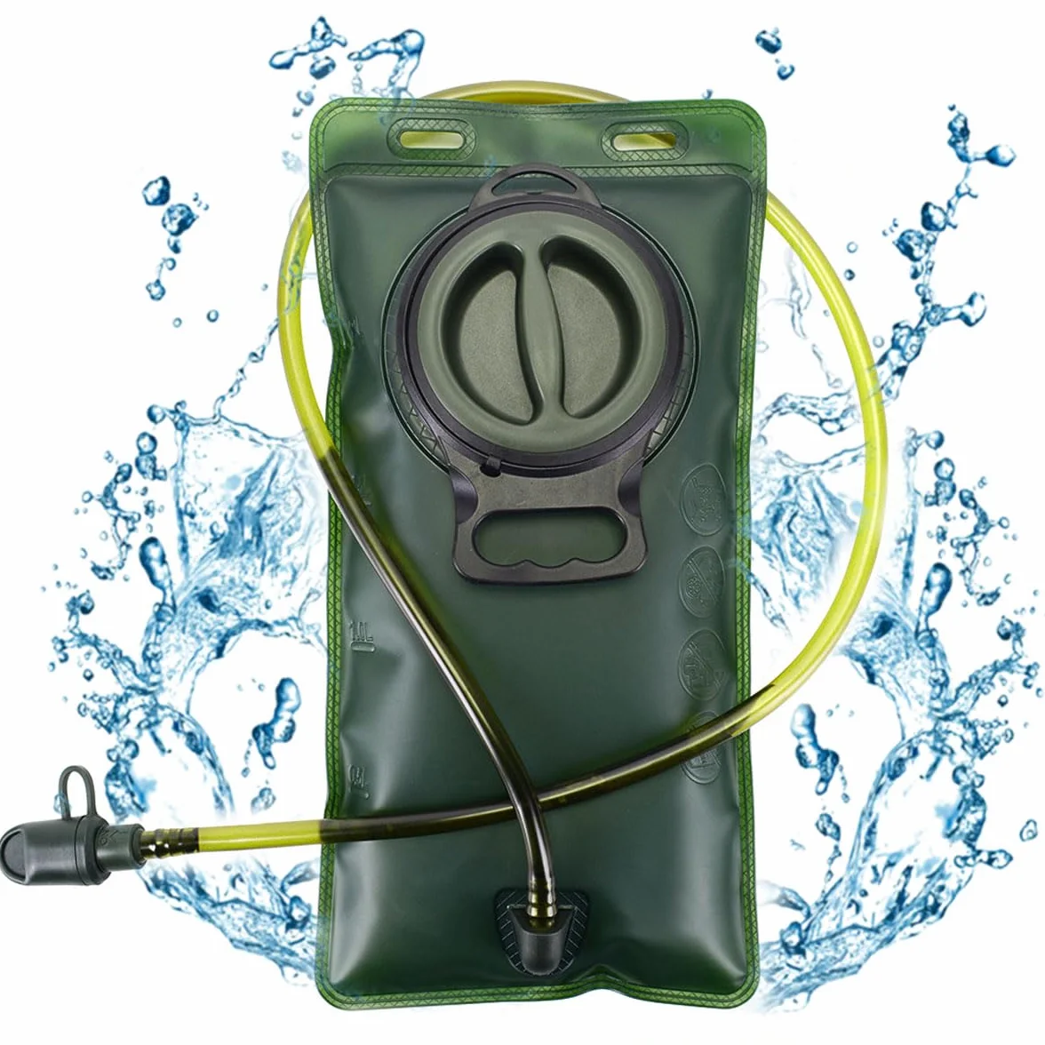 Sacca Idrica 2L Portatile con Tubo per Bere per Ciclismo Corsa Escursionismo Blu Nero Verde