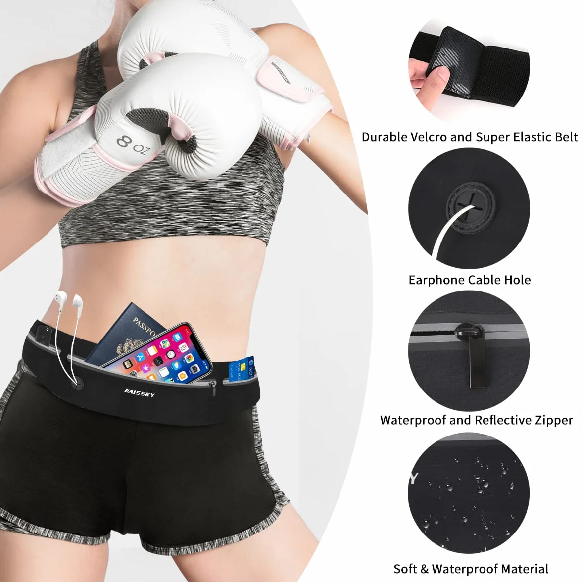 HAISSKY Marsupio Running Impermeabile per Uomo e Donna, Cintura da Corsa Sportiva per Jogging Viaggi Escursioni