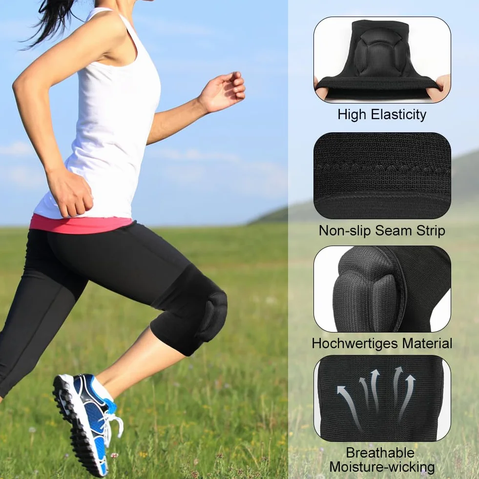 flintronic Ginocchiera Pallavolo, 1 Paio Ginocchiere di Protezione, Ginocchiere Morbide, Ginocchiera Antiscivolo con Spessa Spugna, Protezione del Ginocchio Sport per Danza, Pallavolo, Calcio, Yoga-M