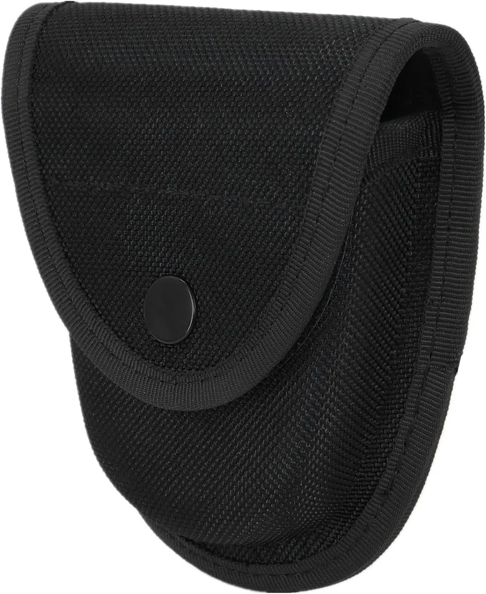 Resistente fondina tattica per manette, chiusura a scatto, custodia modellata per manette con cerniera e catena, manette per cintura di sicurezza, giubbotto di sicurezza per forze dell'ordine