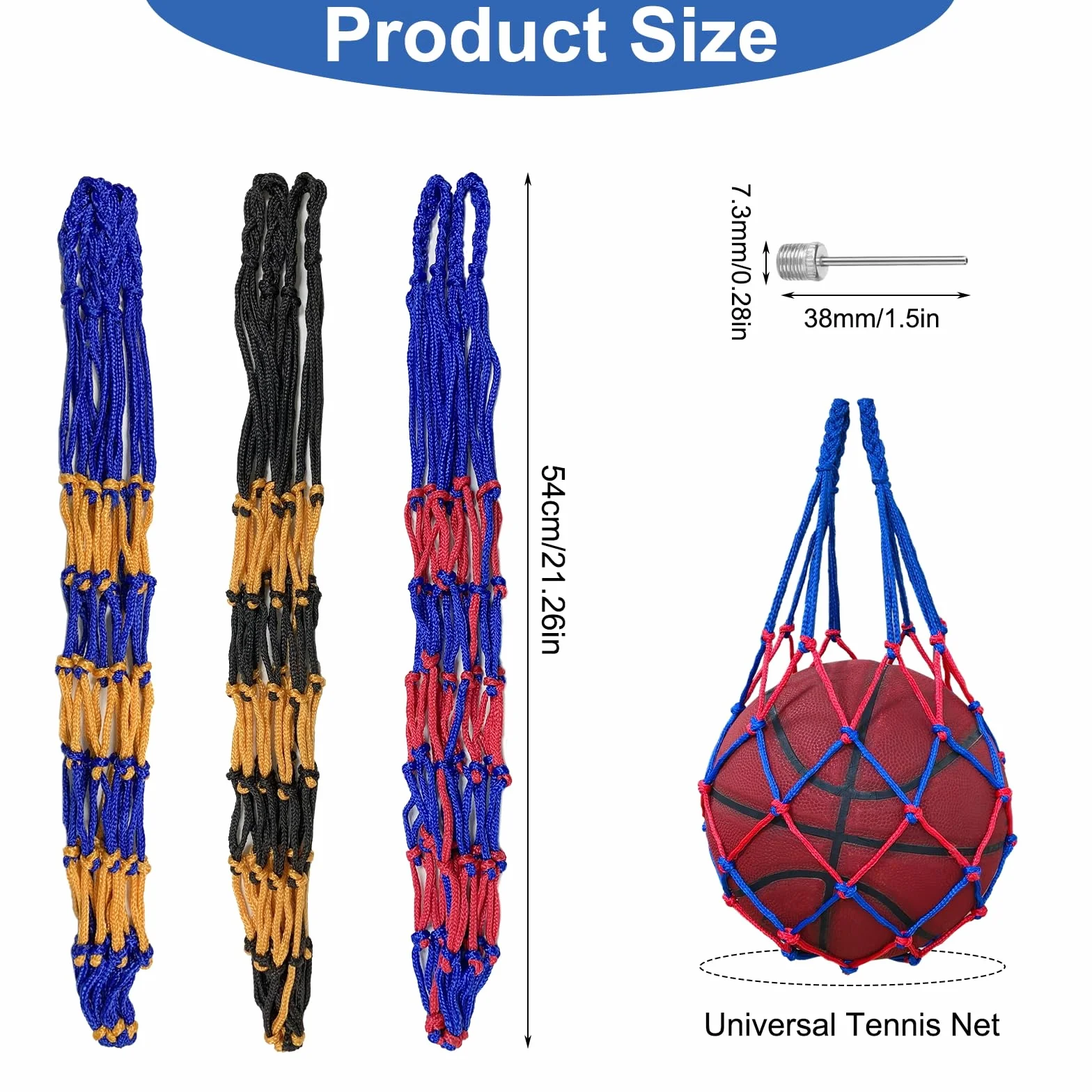 Bellanova 3 Pezzi Borsa a Rete Sportiva Pallone, Sacchi a Rete per Palloni, Rete Portatile per Palloni, Basket, Pallavolo, Palla da Rugby Borsa da Calcio Portatile