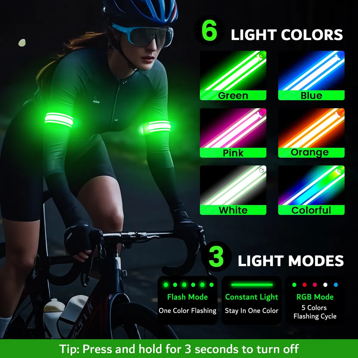 Ylzzrs Fascia da Braccio a LED per Corsa (Confezione da 2), Fasce Luminose per Passeggiate notturne, luci Ricaricabili per corridori, ad Alta visibilità, Riflettenti, Regolabili e Luminose (Green, M)