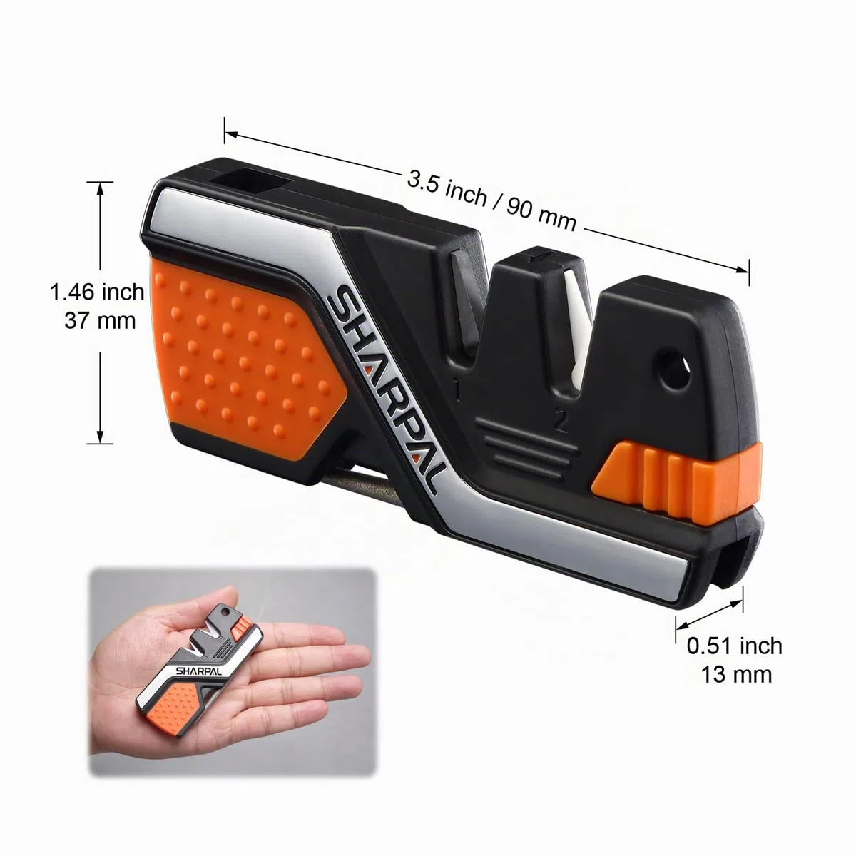 SHARPAL 101N 6 in 1 Portatile Affilacoltelli con Accendifuoco, Fischietto e Barra Affilatrice Diamantata, Risanare e Levigare Rapidamente Lame Dritte e Dentellate, Outdoor e Coltelli da cucina