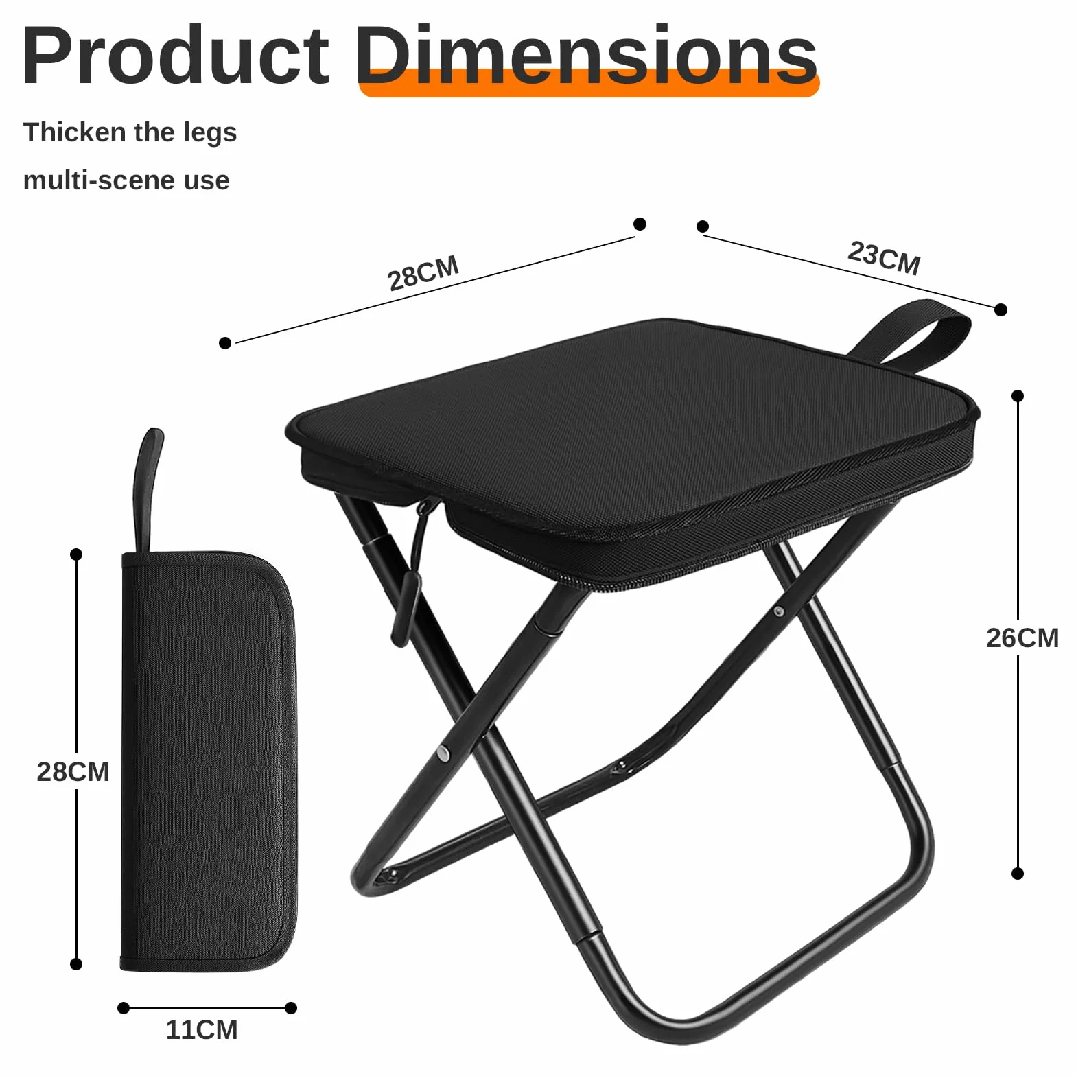 Sgabello Pieghevole, Sedie Pieghevoli Da Esterno, Portatile Leggero Sedia Pieghevole, Per Campeggio, Pesca, Escursioni E Viaggi, Resistente 120kg, Peso 0.6kg