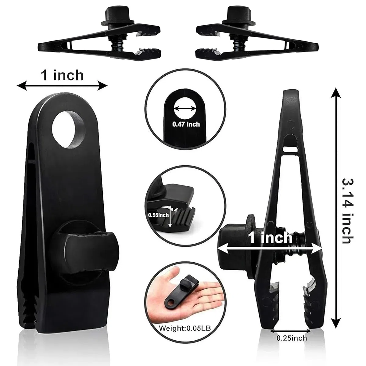 10 Pezzi Clip per Tende Ganci per Teloni di Fissaggio con a Forma di Squalo Morsetti Tarp Clips Campeggio Regolabili per Telo Ombreggiante Roulotte Coperture per Auto Camion Piscine e Barche