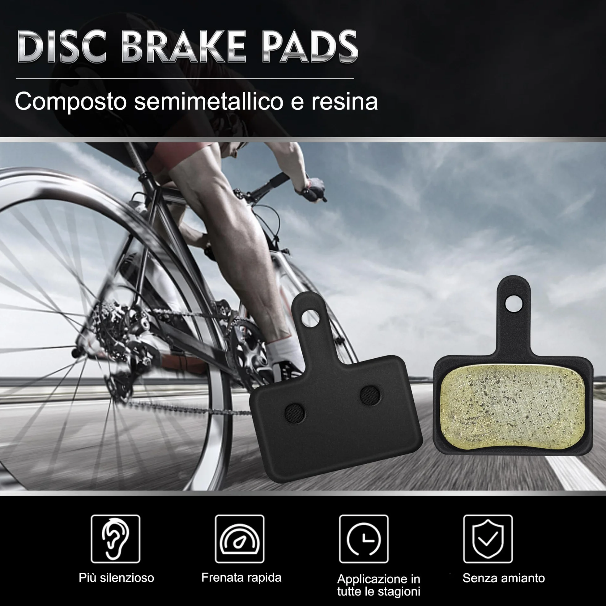 4 Paia Pastiglie Freno Bicicletta TRP Tektro Deore MTB Disco Resina Semimetallo