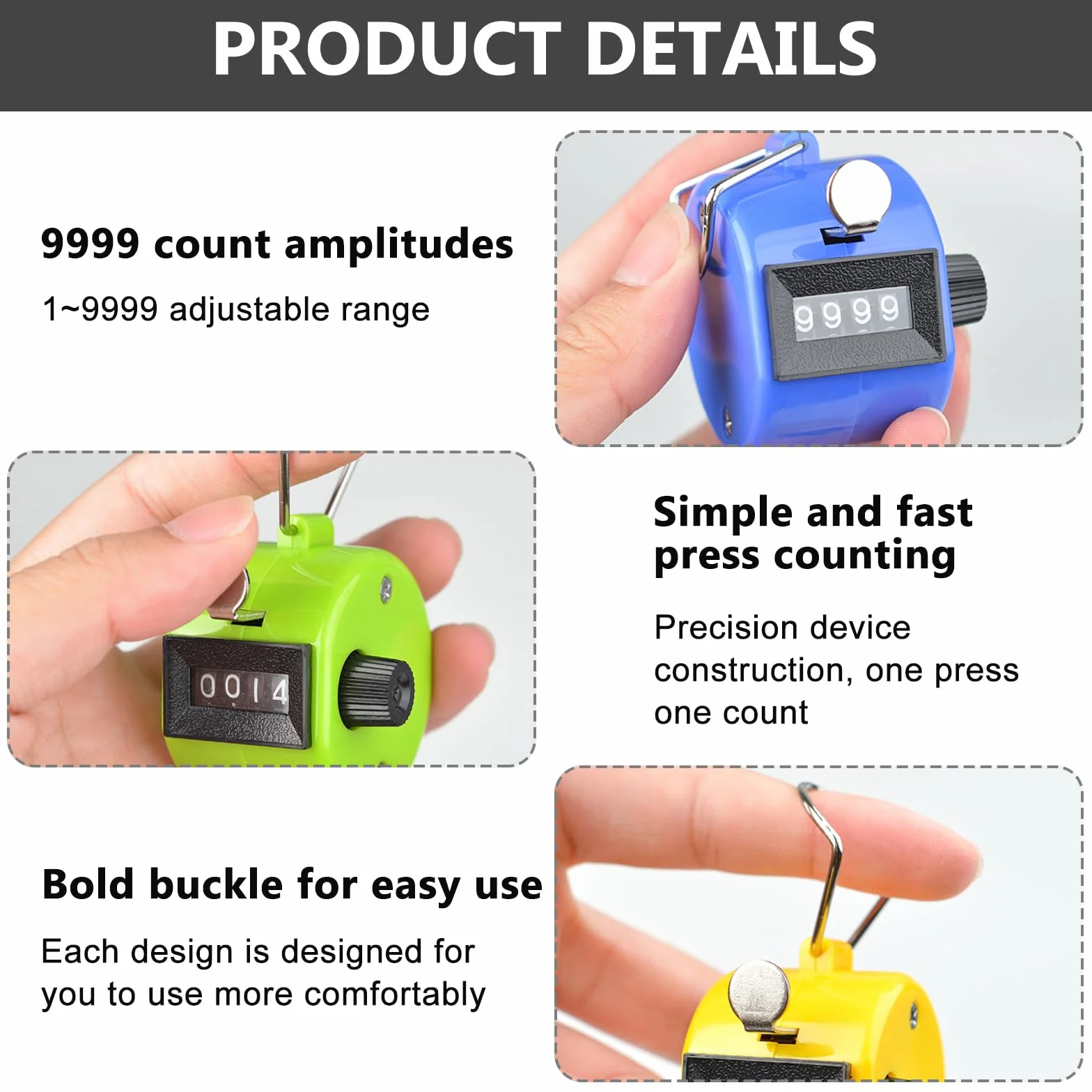 Vegena Contatore Manuale Meccanico 8pcs a 4 Cifre Tally Counter per Sport Eventi Statistiche