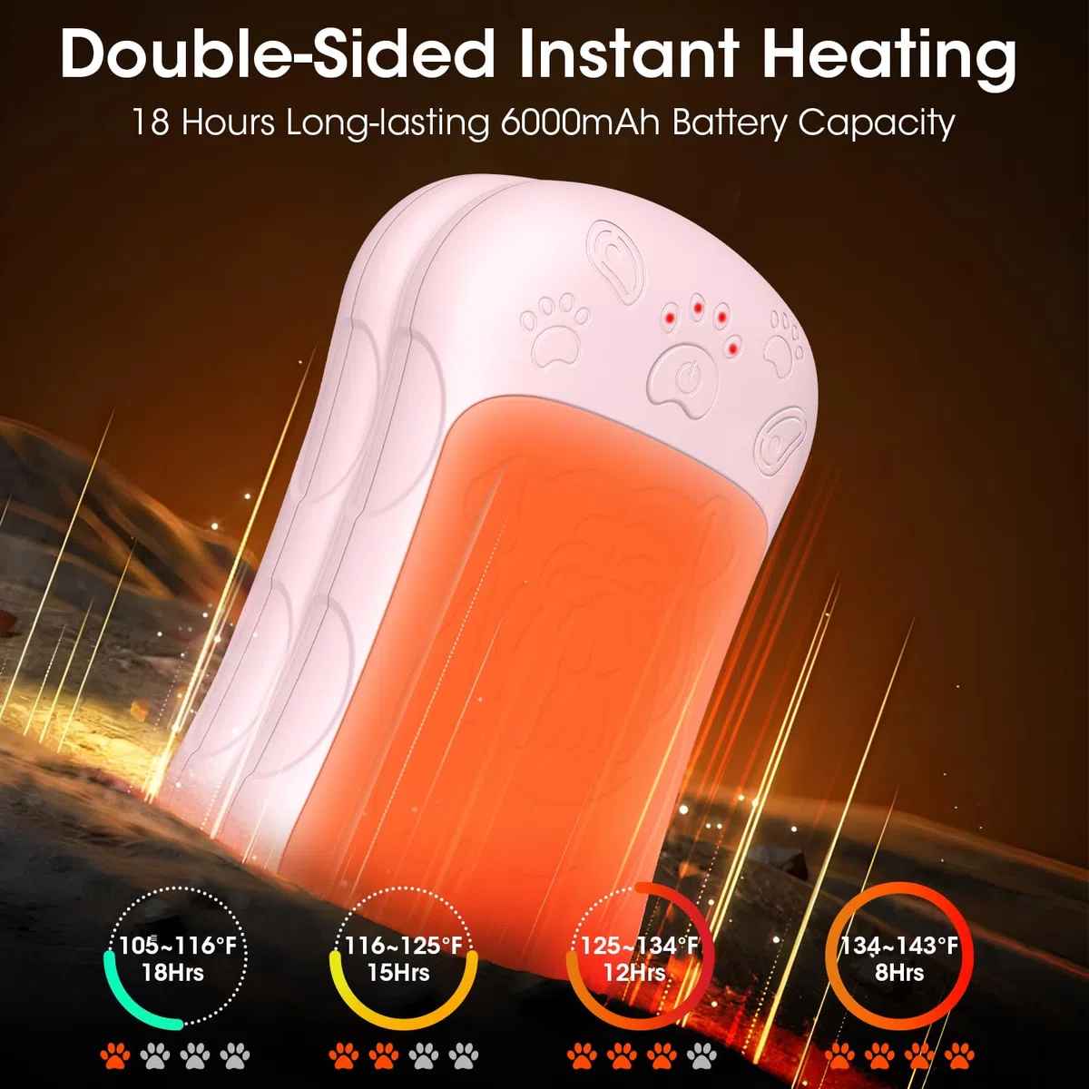 Scaldamani elettrici, set da 2 pezzi, batteria da 6000 mAh, scaldamani elettrici, riutilizzabili, ricaricabili, ideali per sport all'aria aperta, caccia, golf, campeggio, regalo caldo per donne,