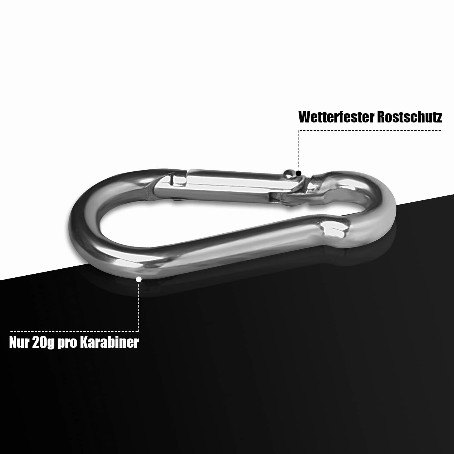 Moschettoni in Acciaio Inox 304 70x7mm Grandi con Chiusura a Scatto