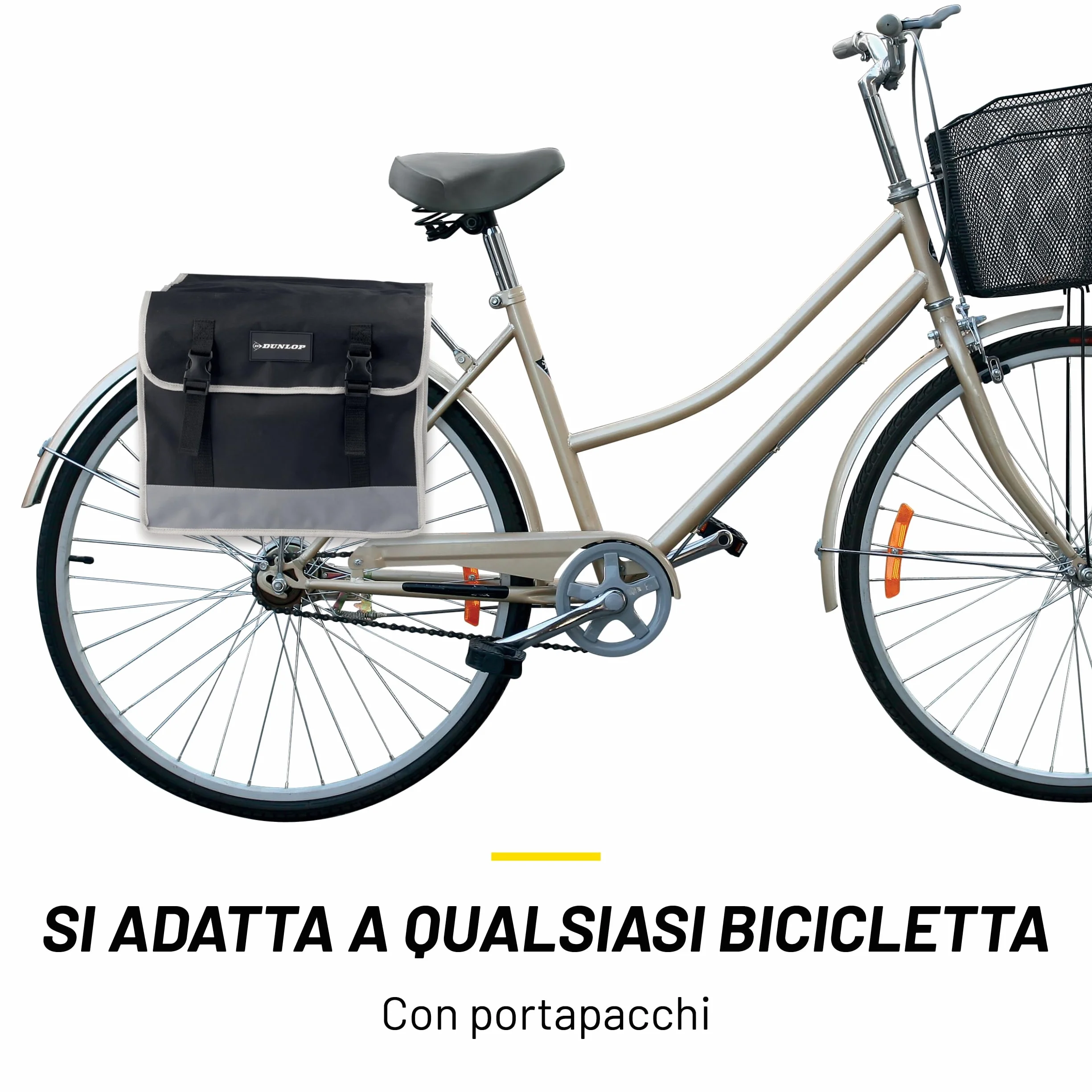 DUNLOP Borsa Bici Posteriore Laterale 2x13 L Impermeabile 36x30x12 cm Nero