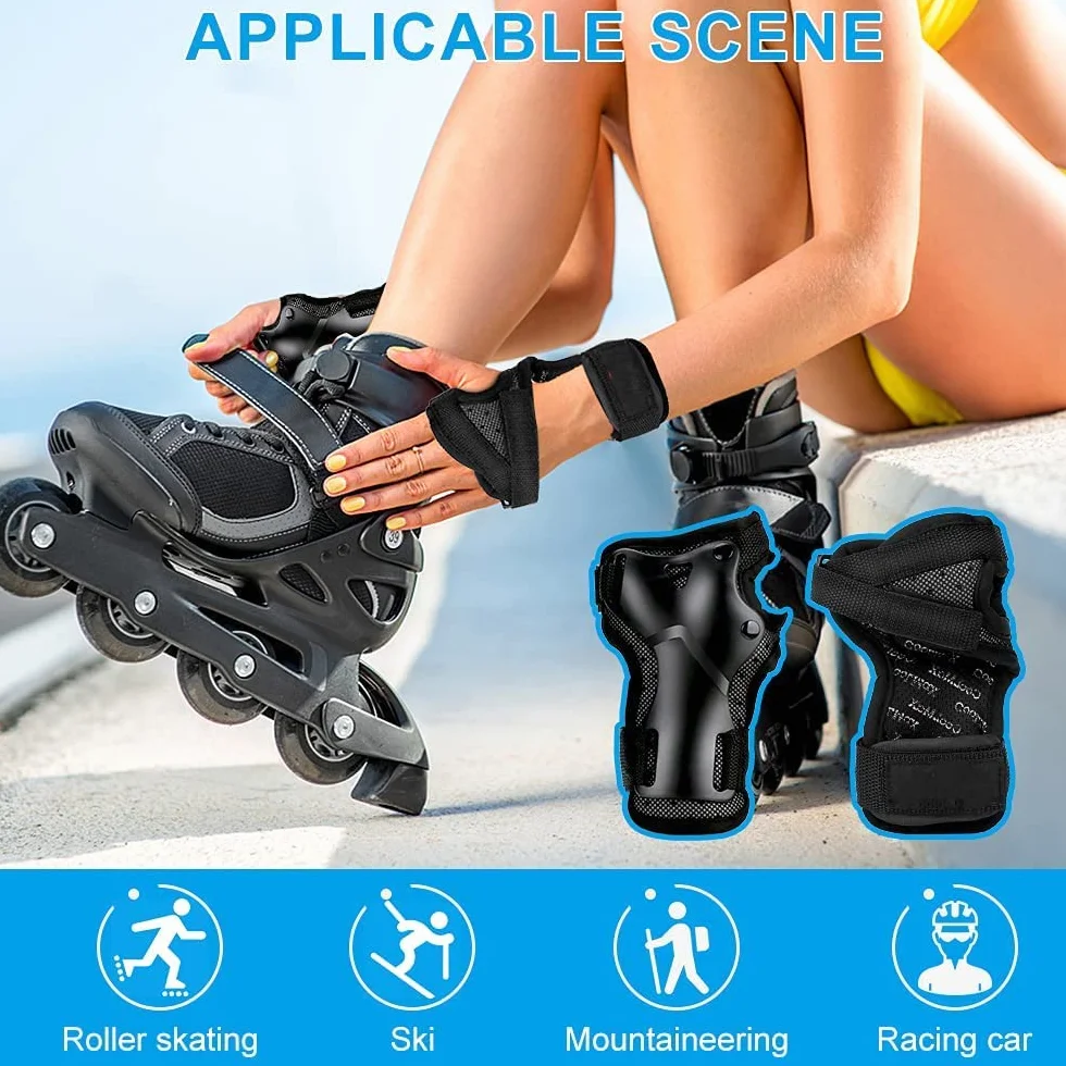 1 Paio Polso Traspirante Avanzata,Guanti da Sci Estesa Polso, Palmi Protezione Roller Skating Guanti Antiscivolo Regolabile
