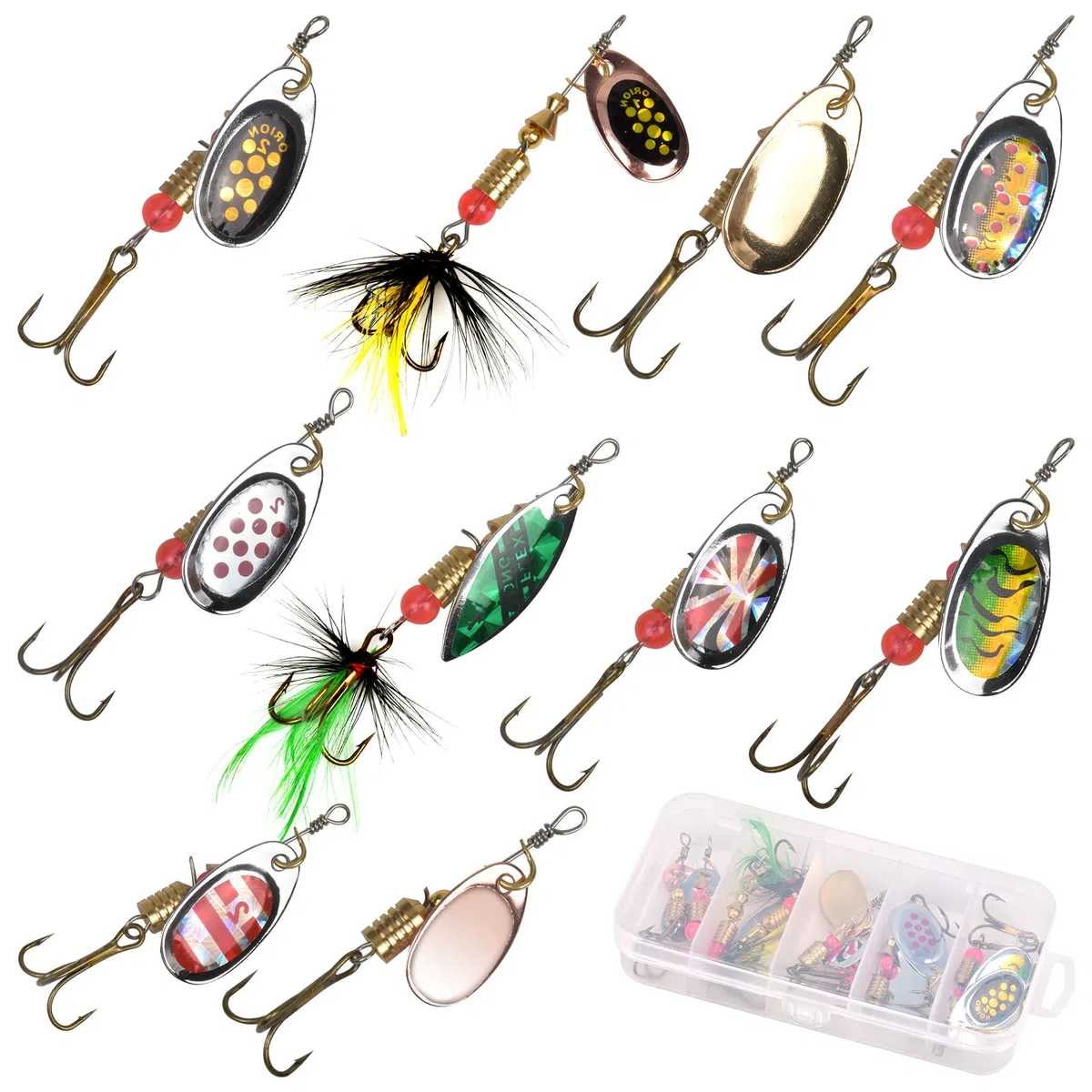 10 Pezzi Esche Per La Pesca in Metallo, Cucchiaini da Pesca con gancio, Esche Artificiali Spinning, Hardbait, Attrezzatura da Pesca Accessori per Pesca in Acqua Salata, Trota, Pesce Persico