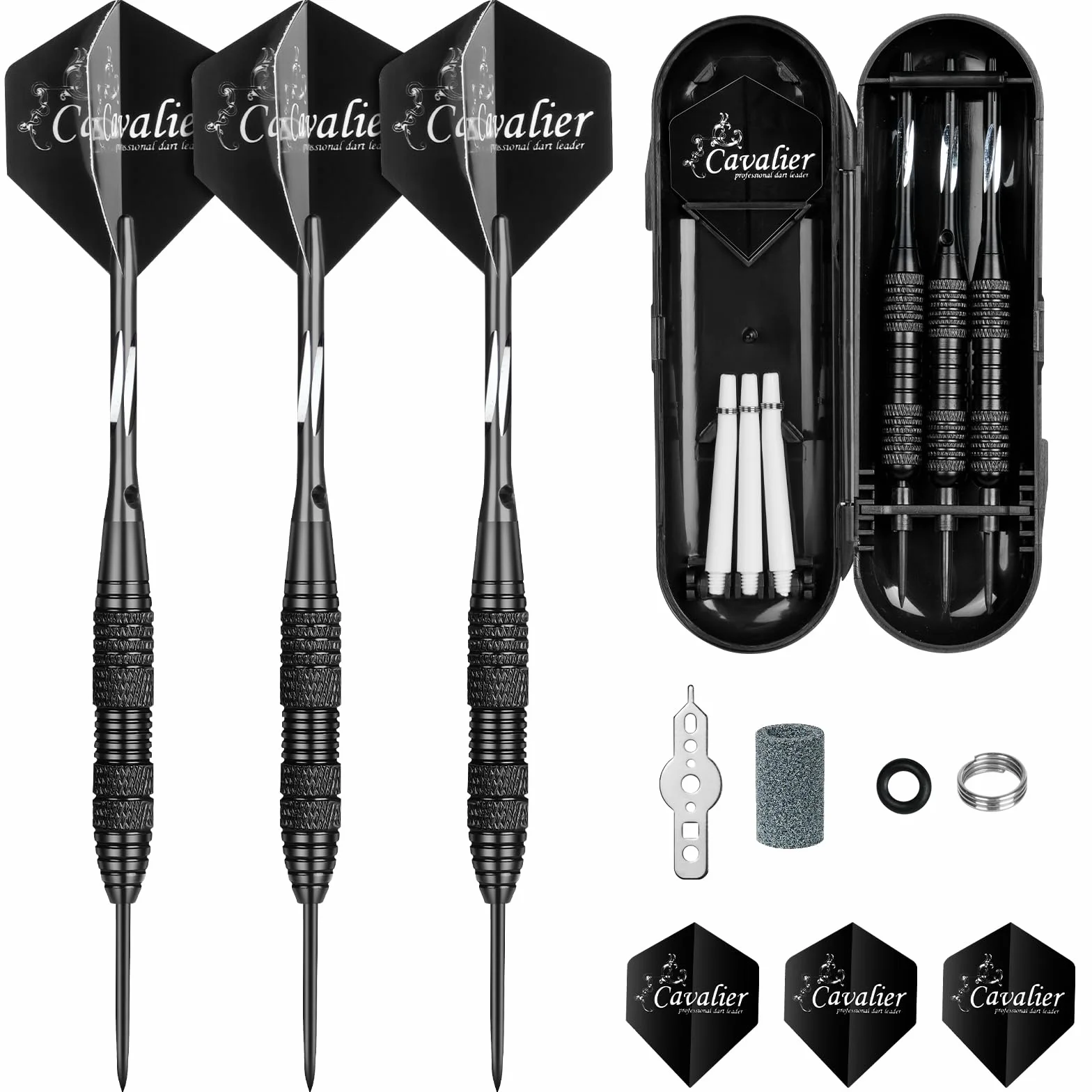 flintronic Freccette con Punta in Acciaio, 3 PCS Freccette Professionali Punta Acciaio, 24g, Freccette Punta Acciaio con Aste in Alluminio con O-Rin/Standard e Slim Alette/Temperamatite/Custodia