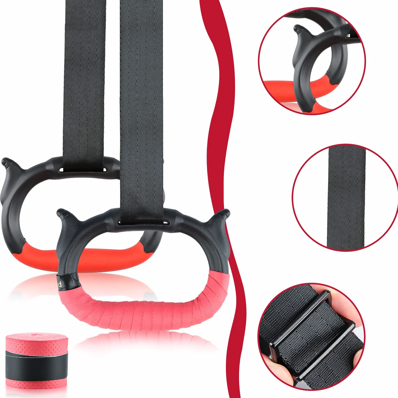 Anelli Calisthenics Anelli Ginnastica per Bambini con Regolabili Lunghi Cinghie e 2 Cinghie antiscivolo per Suspension Training Trazioni Attrezzature per della Forza per Esercizi, Carico Massimo 300kg
