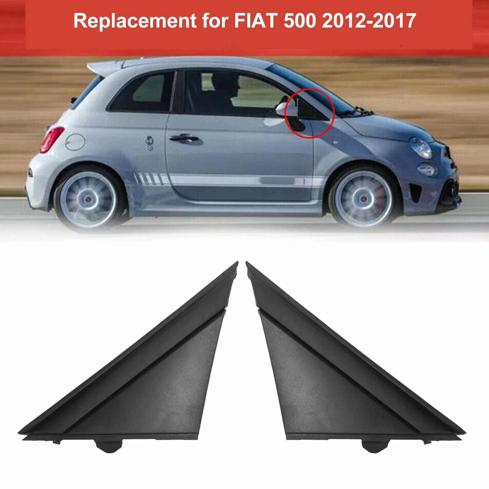 Coppia Copertura Bandiera Specchietto Retrovisore Sinistro Destro Decorazione Nera per 500 2012 2017,Coperture di protezione per luci