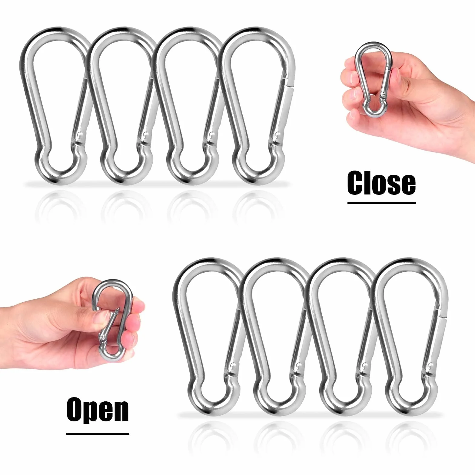 Moschettoni in Acciaio Inox 304 70x7mm Grandi con Chiusura a Scatto