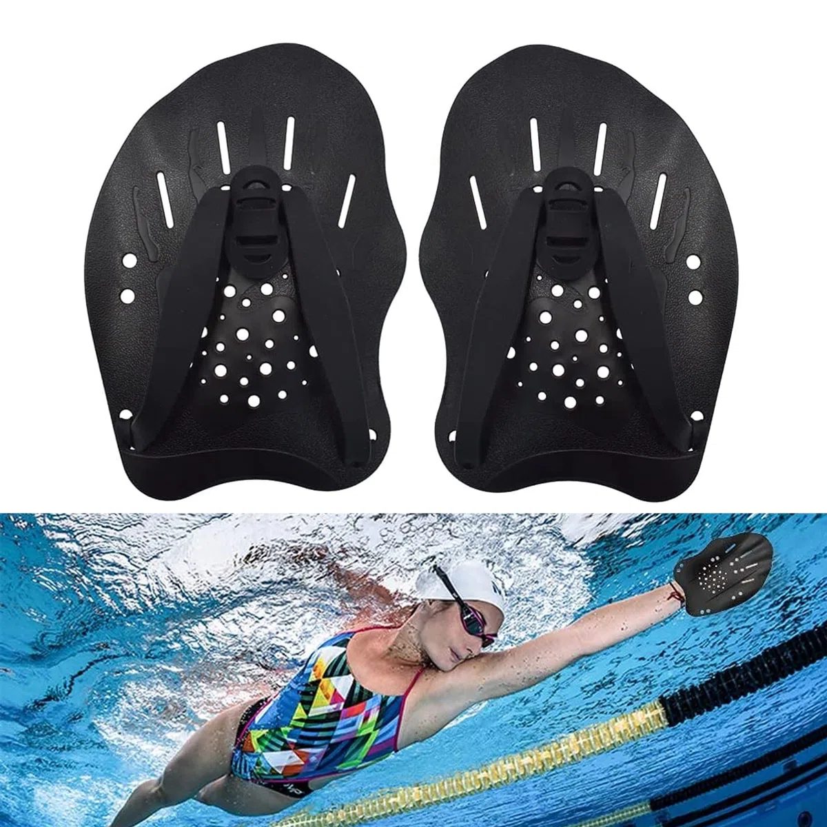 Pale Da Mano Da Nuoto - Swim Paddle - Pagaia Regolabile Per Nuoto, Pagaia Per Nuoto Mano，Palette Per Allenamento Al Nuoto, Per Il Nuoto, Accessori Per l'Allenamento Per Adulti Unisex