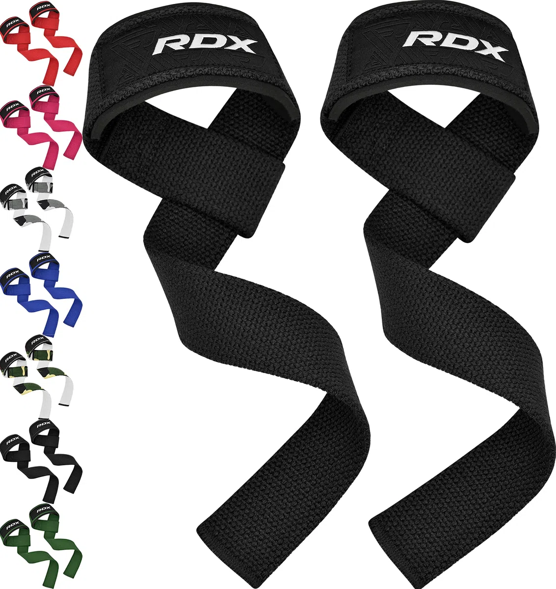 RDX Straps Palestra, Cinghie Sollevamento Pesi Fascette per Stacchi, 5MM Neoprene Imbottita Supporto Polsa, Gym Fitness Lifting Bodybuilding Powerlifting Allenamento Accessori Fasce Polsi