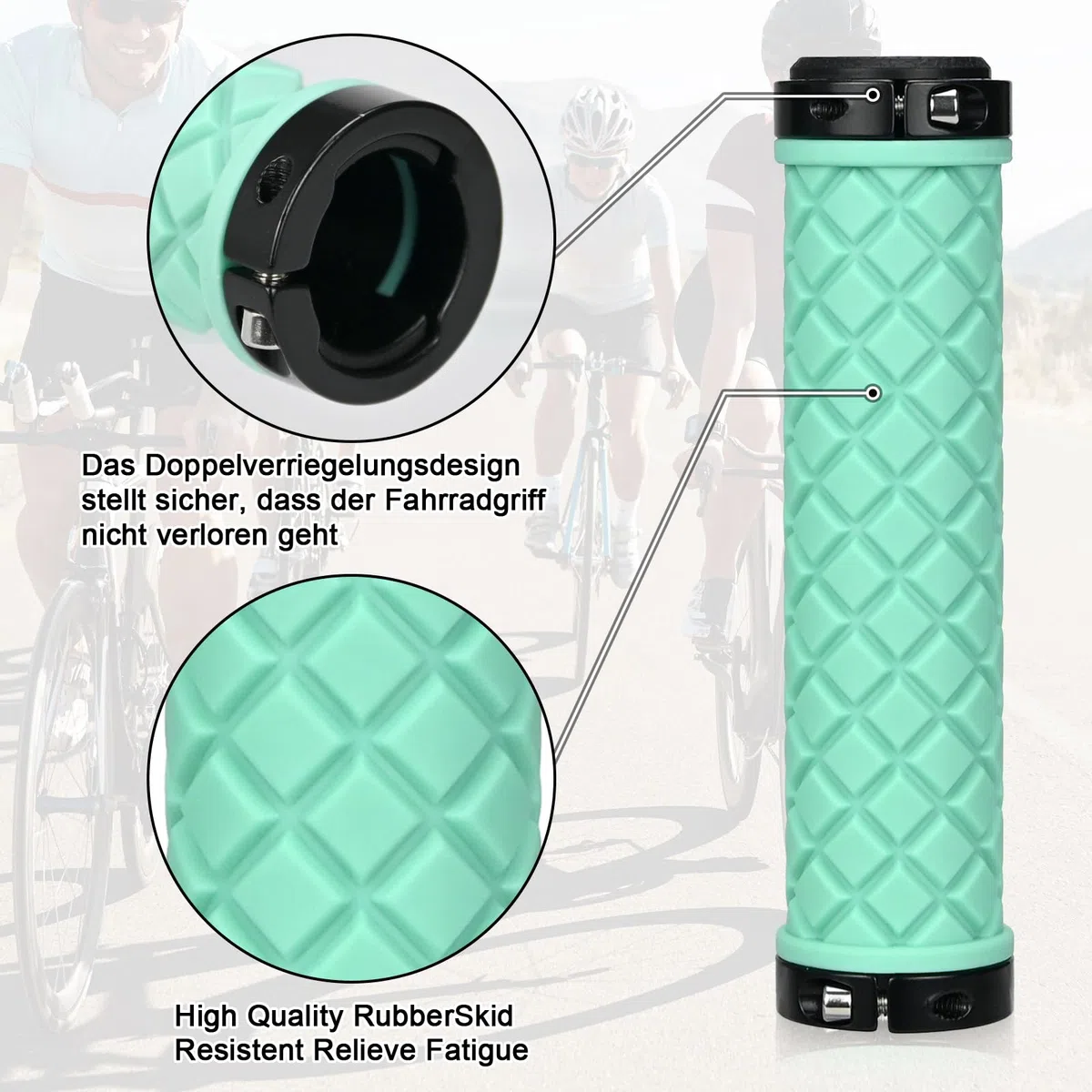 KOOOGEAR Manopole antiscivolo per manubrio bicicletta, ergonomiche, design Lock-On a due lati per bicicletta elettrica da 22 mm, bici da trekking, mountain bike, bici da turismo