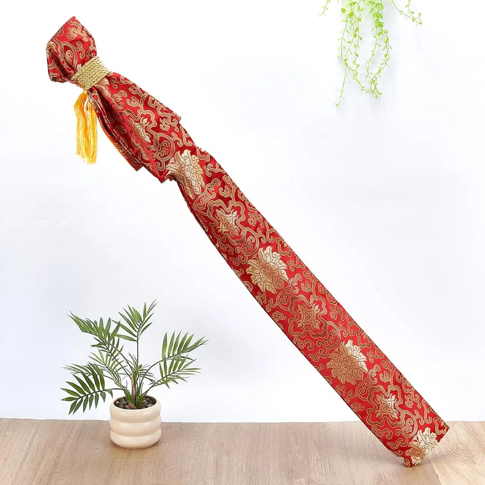 GORGECRAFT Borsa con Motivo A Spada da 135cm con Copertura in Nappa Dorata Custodia Spade da Samurai in Seta Rossa Custodia Fodero Spada Ninja Custodia Katana Cosplay Feste di Halloween