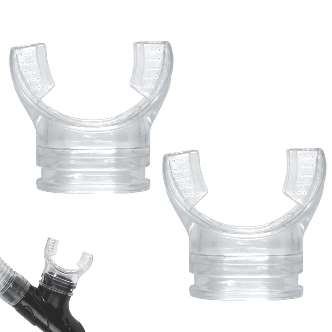 Boccaglio per Snorkeling 2 Pezzi, Ricambio Sostituzione Bocca in Silicone Trasparente, Universale per Tubo di Snorkeling, Facile da Montare e Igiene Sicura