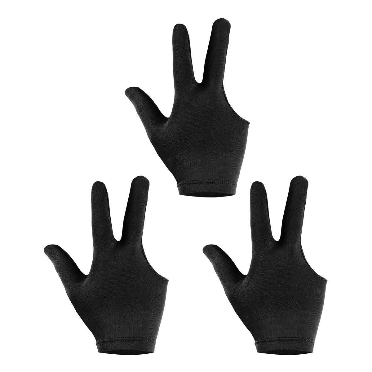 PATIKIL Guanti da Biliardo a 3 Dita, 3pz Guanti da Biliardo per Mano Sinistra e Destra Guanti Biliardo Stecca Biliardo per Giocatori Biliardo Pool Biliardo Carom Snooker Sport, Nero