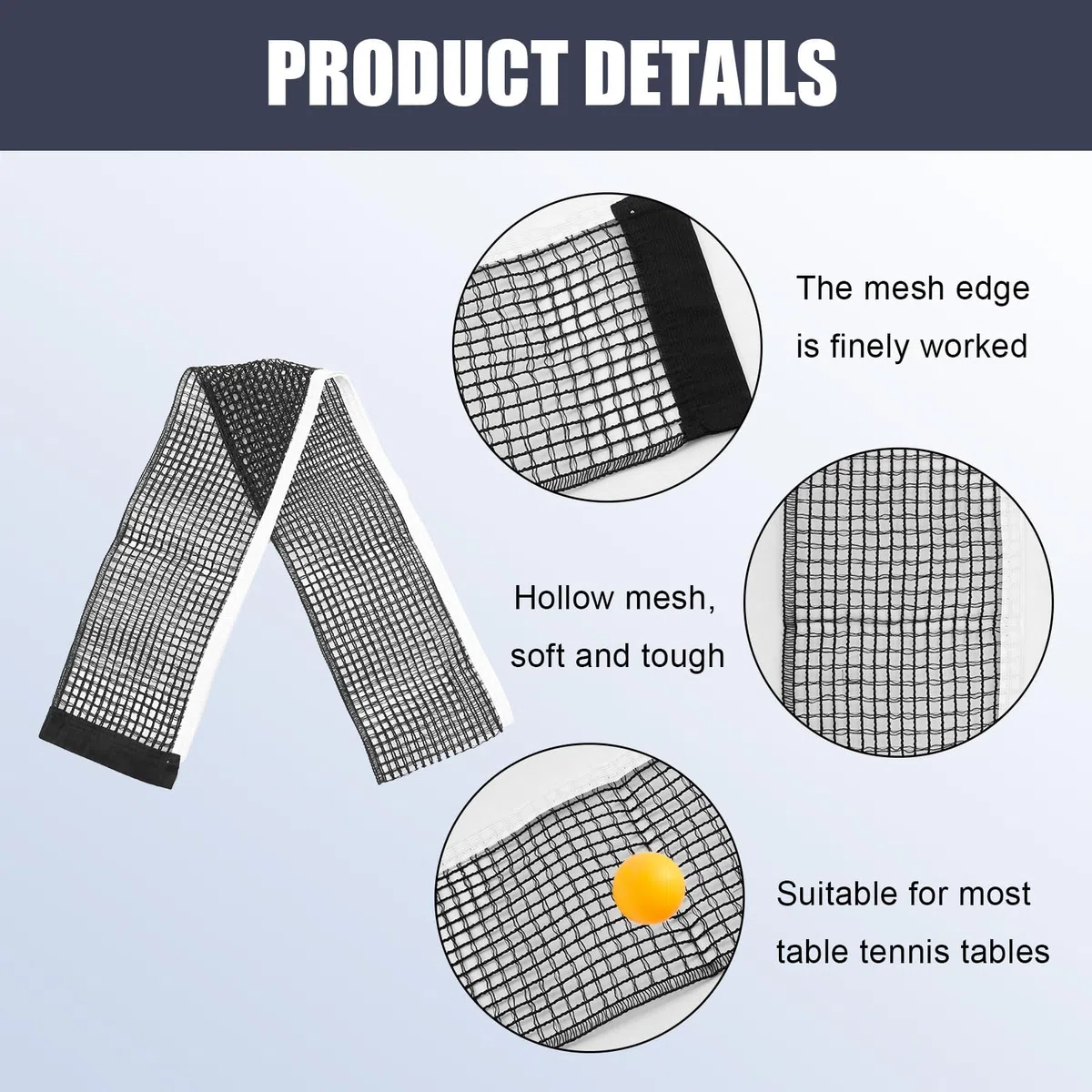 2 Pezzi Rete da Ping Pong Rete da Tavolo di Ricambio Rete da Ping Pong,Rete da Tavolo di Ricambio in Tessuto Durevole, Adatte per Uso Interno ed Esterno, Dimensioni 180 x 15 cm, Facili da Installare