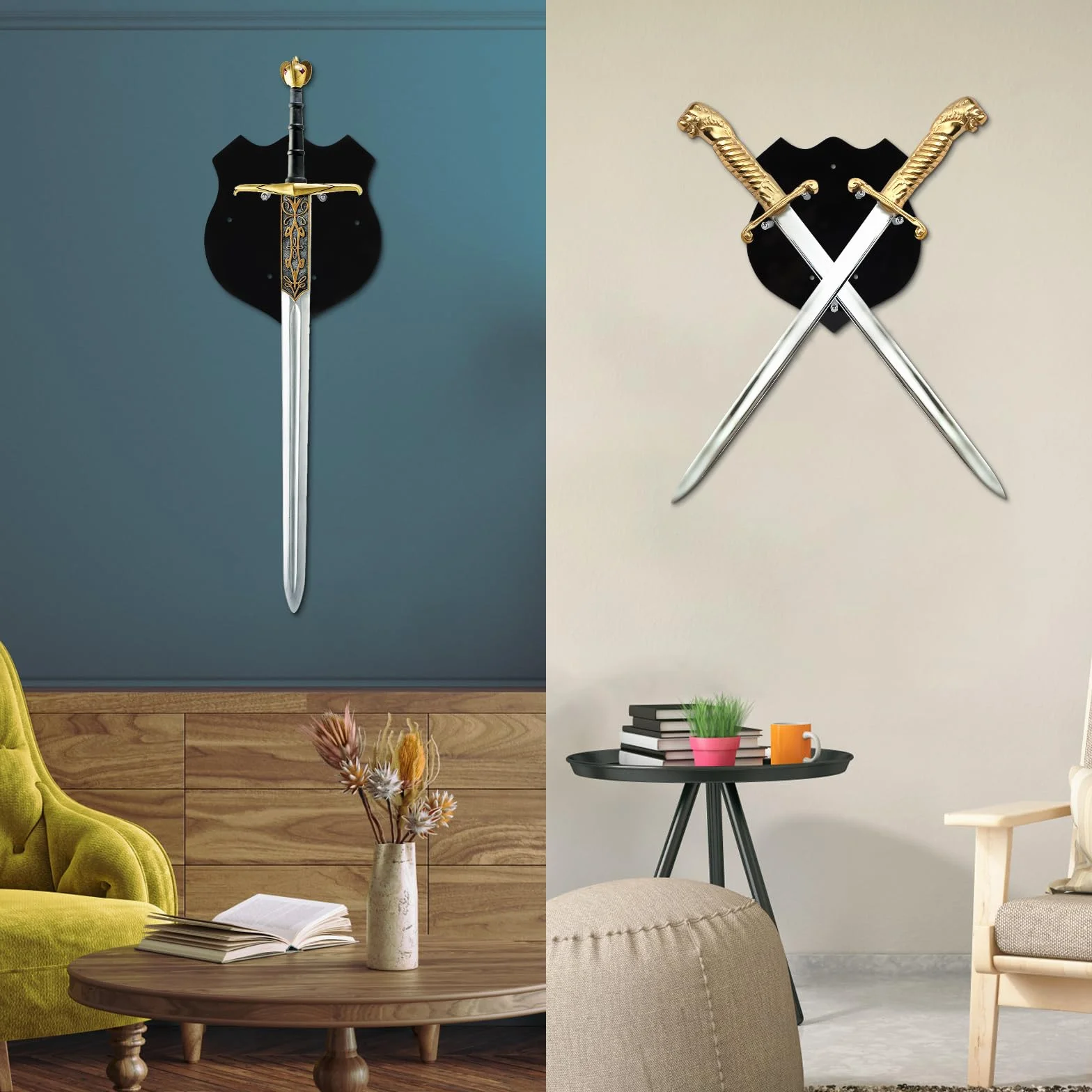 Lalago spada gancio, Porta spade da parete, Supporto verticale universale per coltelli e pugnali