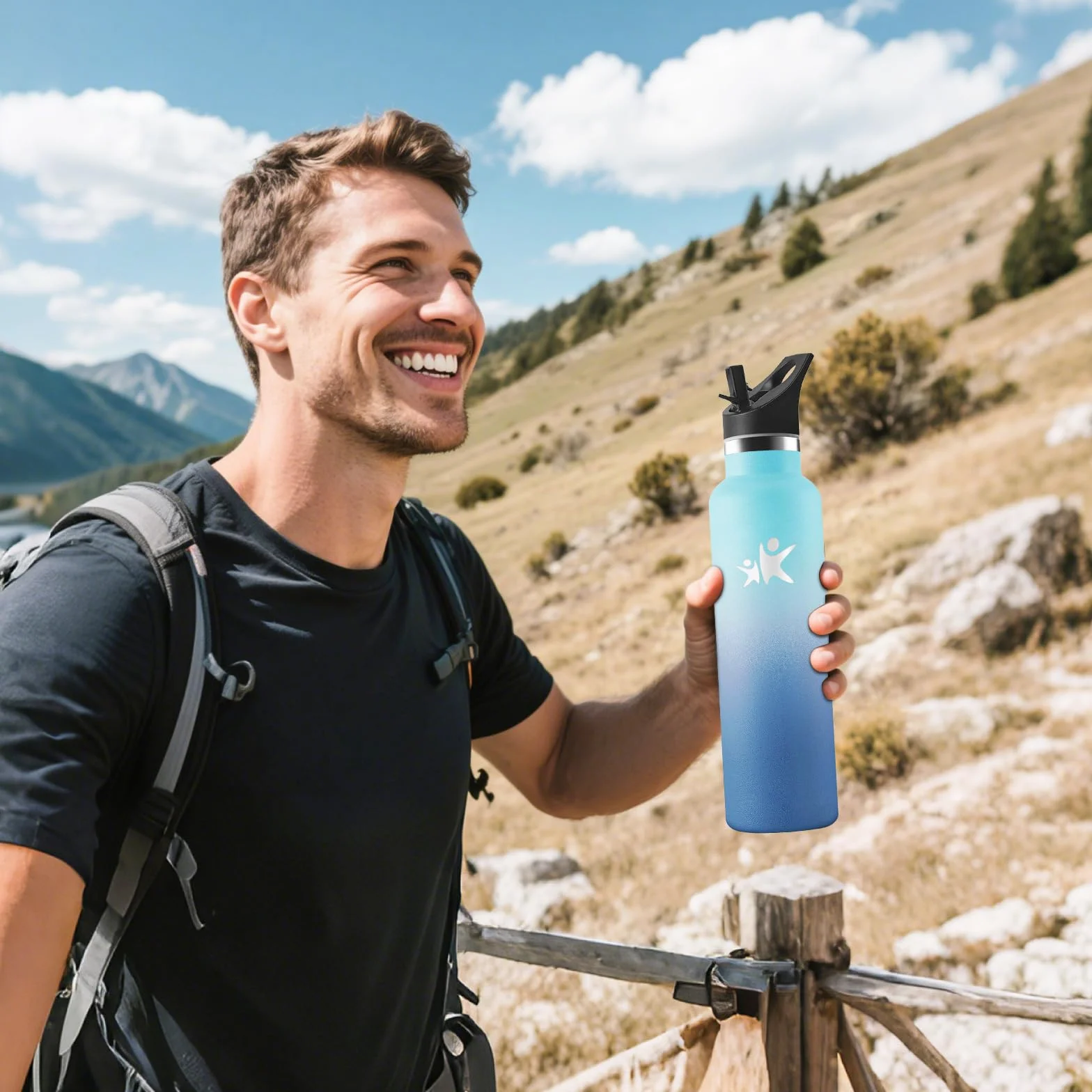 Borraccia Termica 500ml Acciaio Inox 18/8 Termos Senza BPA Antiperdita Palestra Sport Viaggi