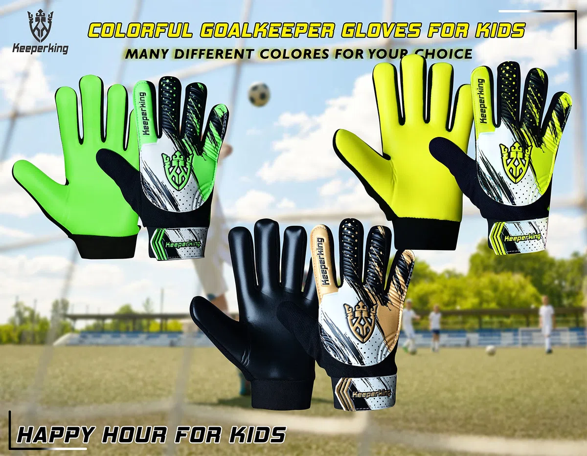 Keeperking Guanti da portiere per bambini, Clawxen, ragazzi e ragazze, guanti da calcio, guanti da calcio, guanti da tormann, misura 3-7