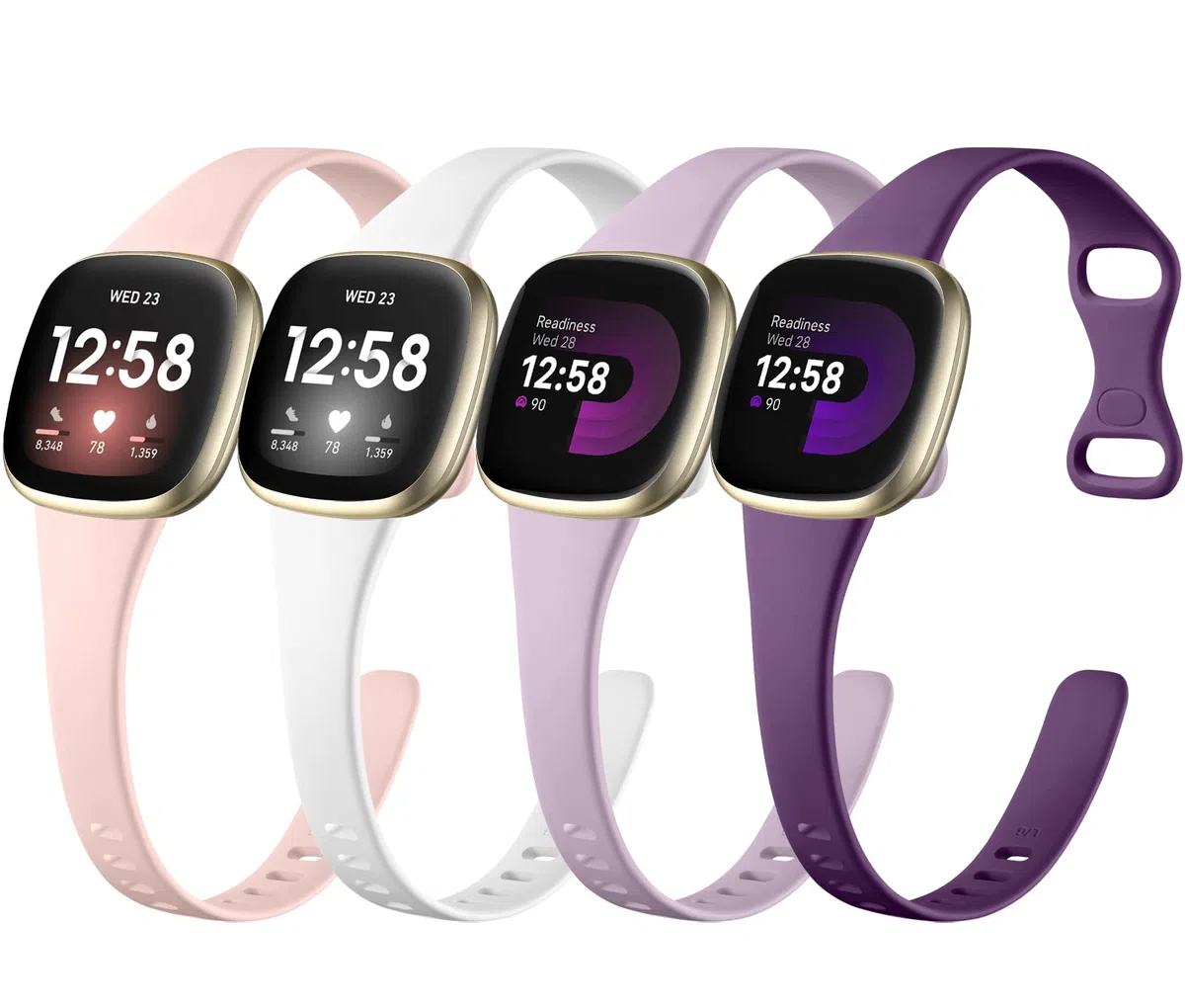 Oielai Cinturino Compatibile con Fitbit Versa 4/3, Sense/Sense 2 - Sportivo in Silicone Sottile per Donna e Uomo, Piccolo