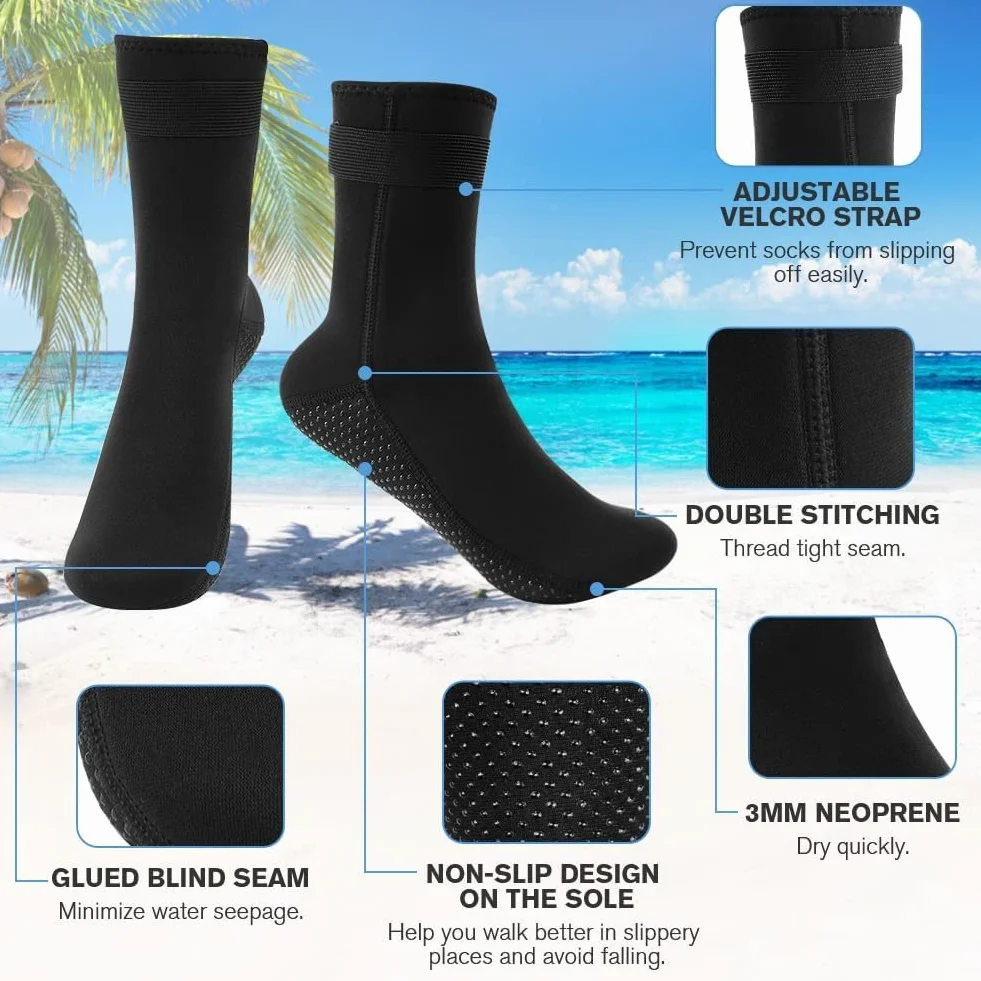 flintronic Calzini da Immersione, Calzini Neoprene, Calze in Neoprene da 3 mm, Calze Nuoto Antiscivolo, Calze Subacquea per Subacquee, Snorkeling, Surf, Vela, Immersioni, Kayak