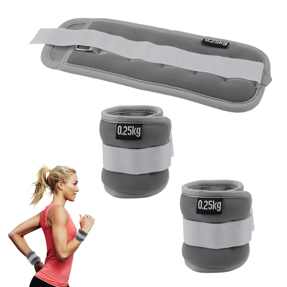 1Paio Cavigliere Pesi 0.25 KG, Pesi Polsi e Caviglie con Strisce Regolabili, Cavigliera Non è Facile Cadere, Pesetti Caviglia Portatile, Ankle Weights per Aerobica, Esercizio Fisico, Allenamento
