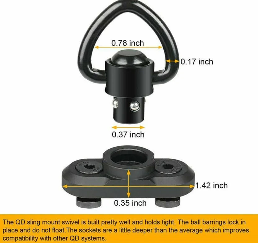 ACEXIER 2PCS Adattatore per Montaggio a Perno Girevole Mlok Rail Quick Release QD Sling Swivel Mount