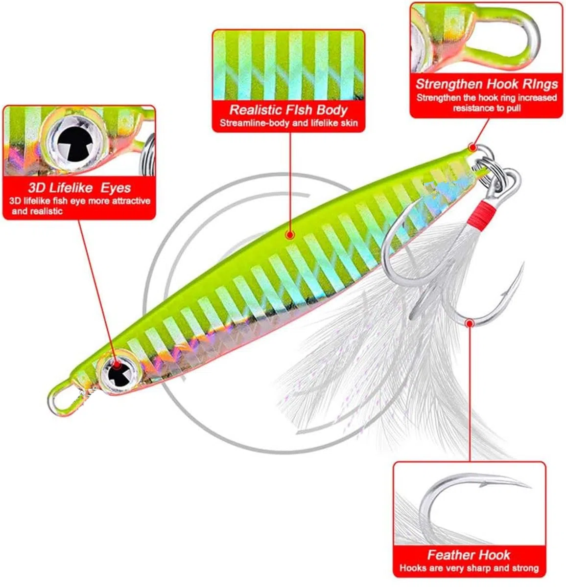 Set di esche da pesca, 7PCS Metallo Pesca Lure Paillettes Cucchiai con Hard Bait Per Sea Lake Lure Strumento per acqua dolce Trota Bass Salmone Pesca
