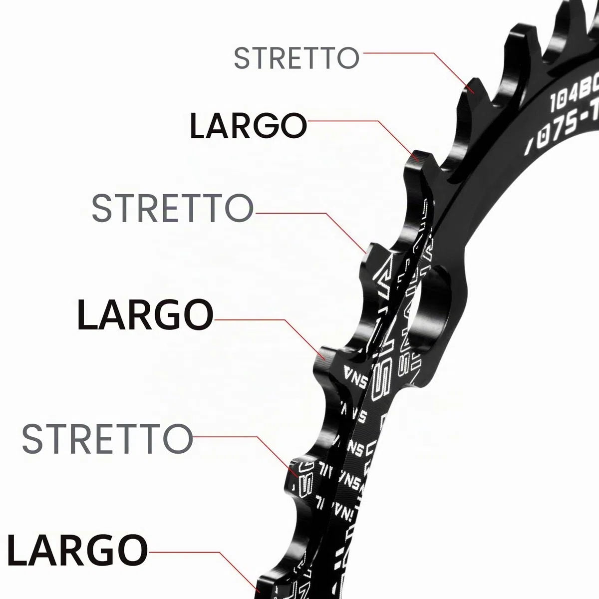 BOAO Corona 104 BCD 32T 34T 36T 38T Anello Catena Singola Stretta Larga con 4 bulloni per pignone per Bici da Strada, Mountain Bike, BMX MTB (Nero, 32T)