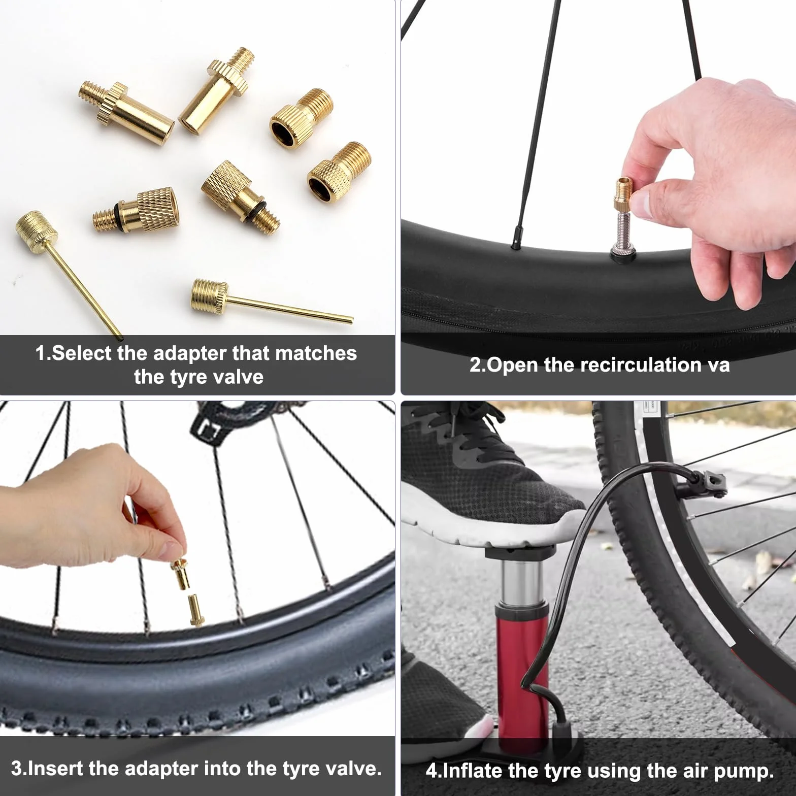 Set di 21 adattatori per valvole per bicicletta, con scatola di smistamento, adattatore per valvola francese, adattatore per valvola per bicicletta, adattatore per valvola auto, adatto per