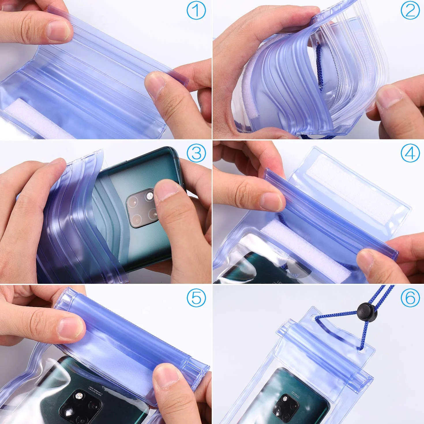 Zocipro Laccio di Sicurezza da Surf, Leash Surf Sup con 2 Pezzi Custodia Impermeabile per il Telefono, 6 Piedi SUP Guinzaglio per Surf Paddle Board, Porta Cellulare Subacquea Universale