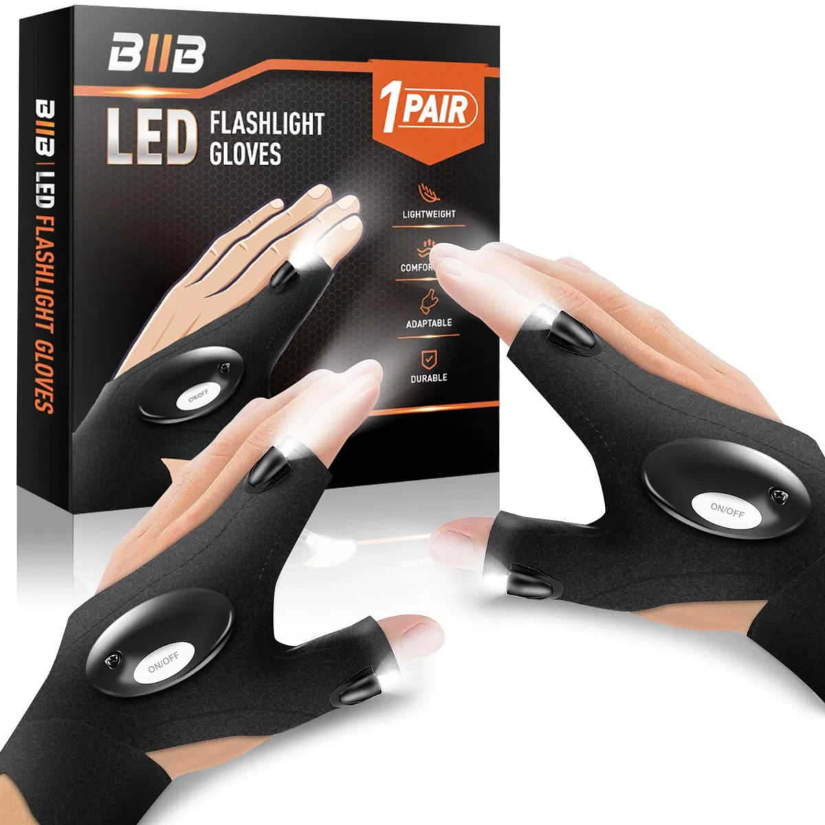 BIIB Regalo Uomo, Guanti con Luce LED, Regalo Uomo Compleanno, Regali per Lui Gadget Utili, Regalo Anniversario per Lui, Regali per Papà, Regali per Lui/Lei, Festa del Papà