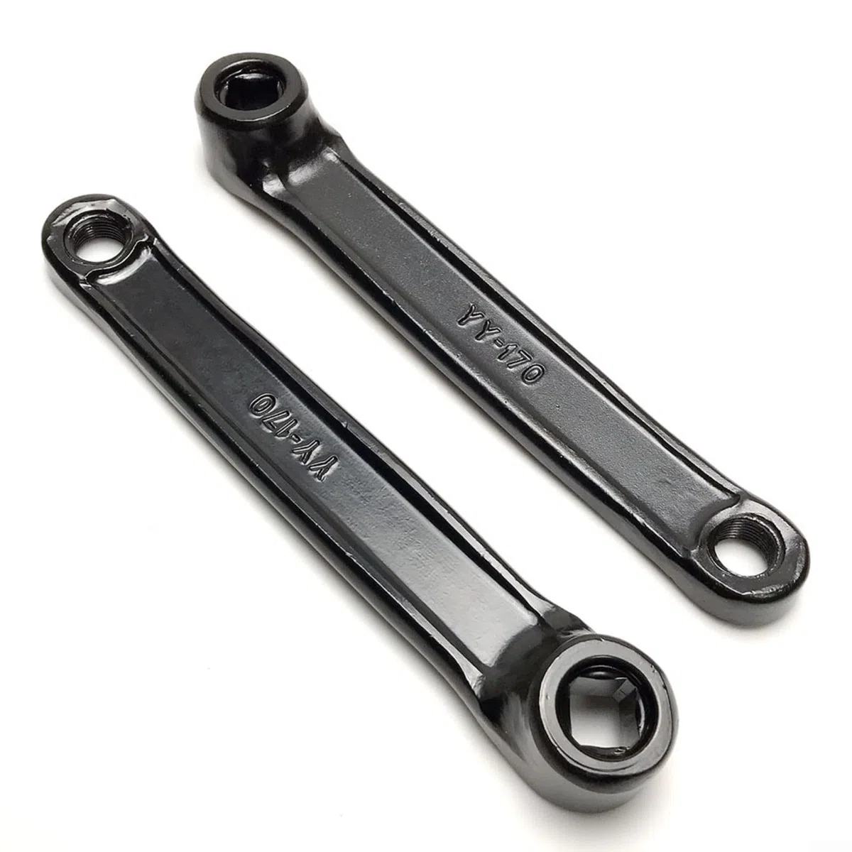 1 paio di pedivelle per cyclette da 170 mm, in ferro, con foro rombico sinistro e destro, per pedale filettato M14, ricambio per fitness, casa, palestra, colore nero (manovella sinistra)