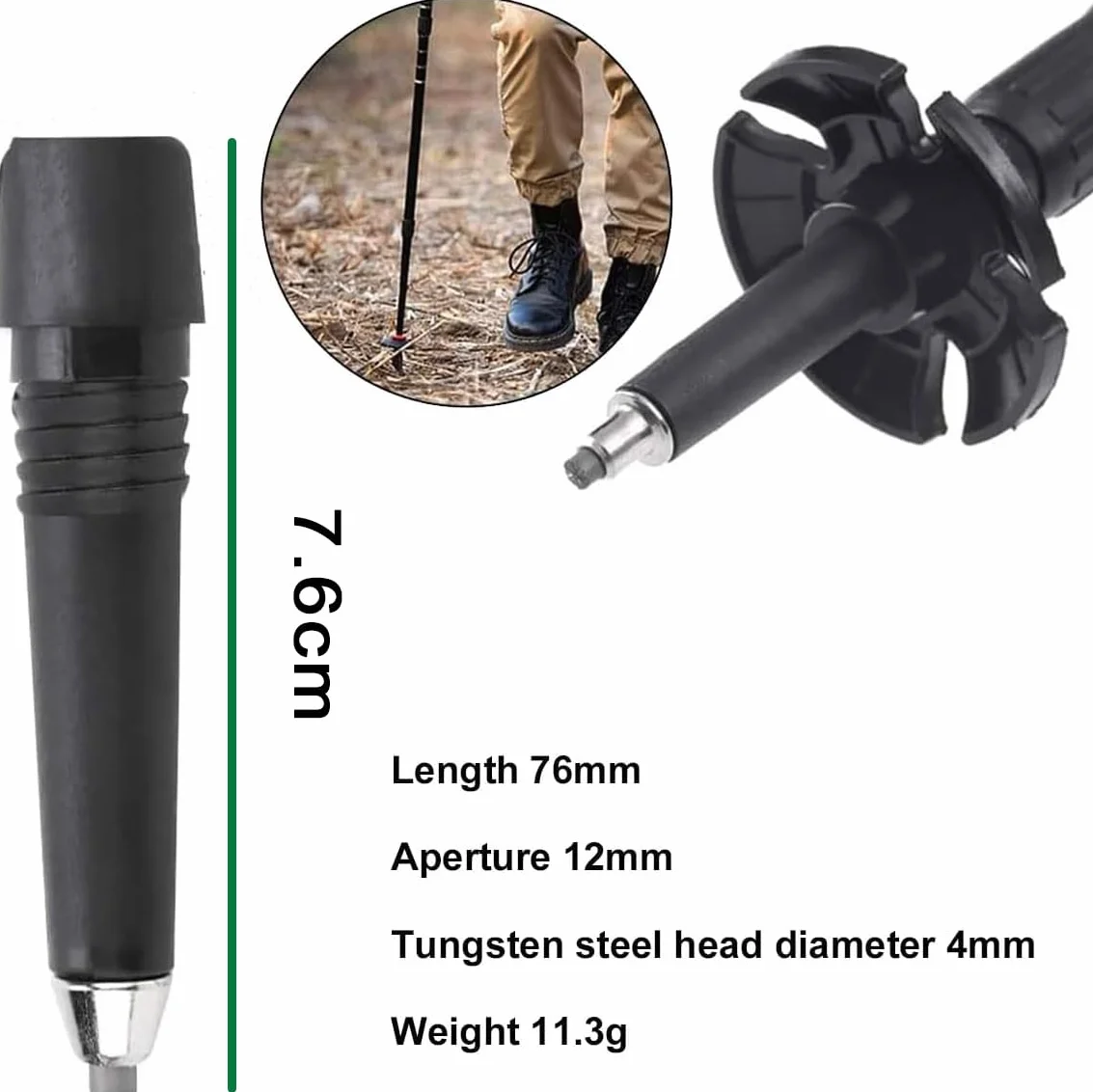 Punta per Canna da Trekking Portatile, Walking Asta di Ricambio, 4 Pezzi