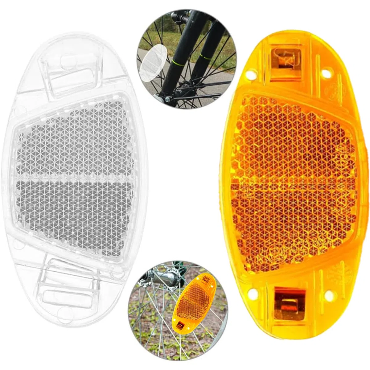 2 set di catarifrangenti per bicicletta, catarifrangenti per bicicletta a occhio di gatto per ruote anteriori e posteriori, accessori per la guida notturna ad alta visibilità